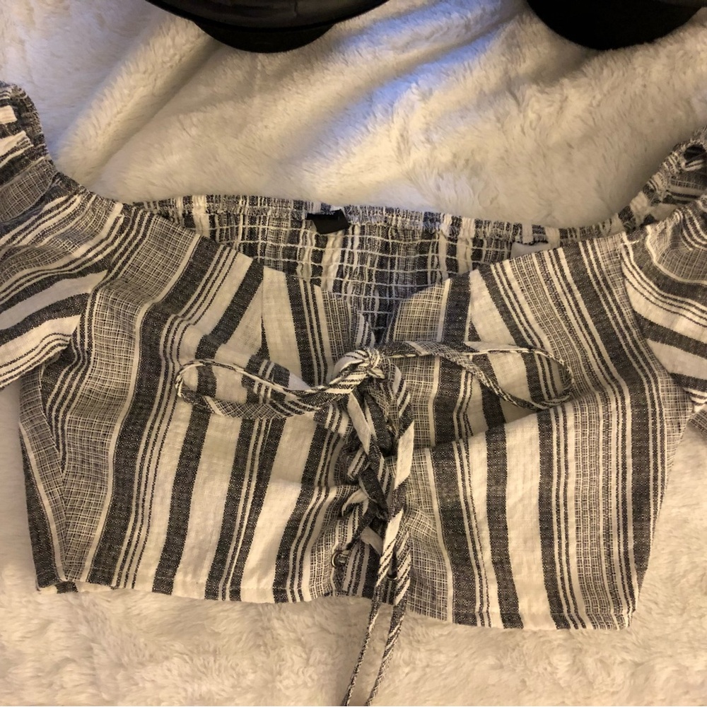 Windsor Black and White Striped Crop Top